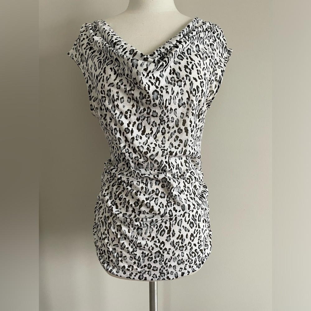 Express - scoop, neck, runch, side animal print shirt